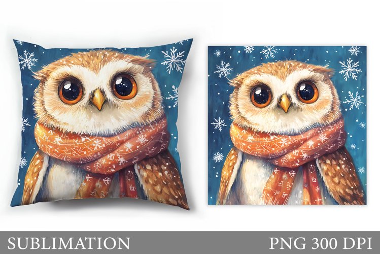 Cute Owl Pillow Design. Christmas Pillow Sublimation