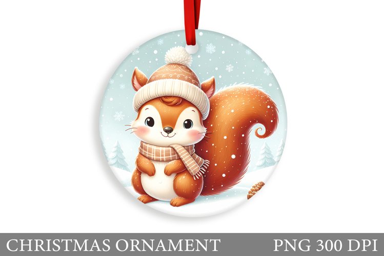 Cute Squirrel Christmas Ornament. Cute Squirrel Sublimation