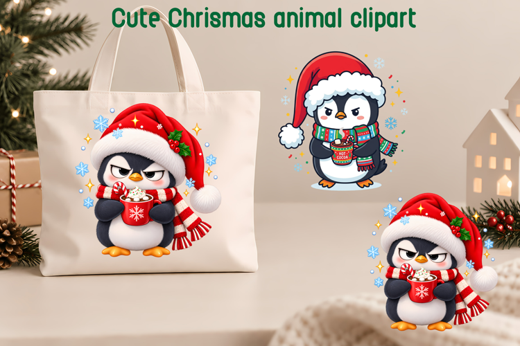 Cute Christmas Penguin Clipart PNG | Christmas animal