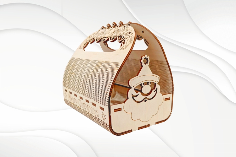 Christmas Santa Basket, gift box, design laser cut.