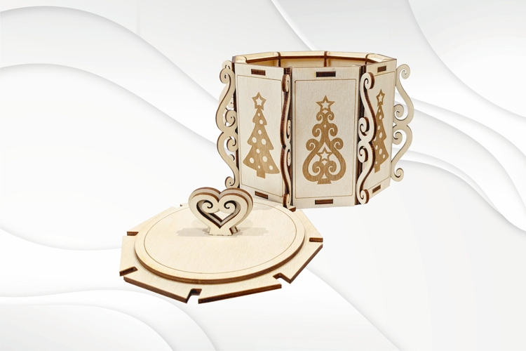 Christmas Gift Jewelry Box Laser Cut Design XMAS Tree