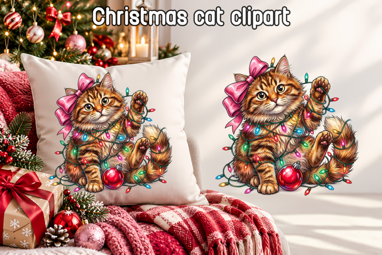 Funny Christmas Cat Clipart | Christmas Sublimation