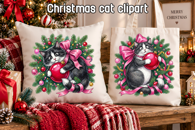 Christmas Funny Cat Clipart PNG Design