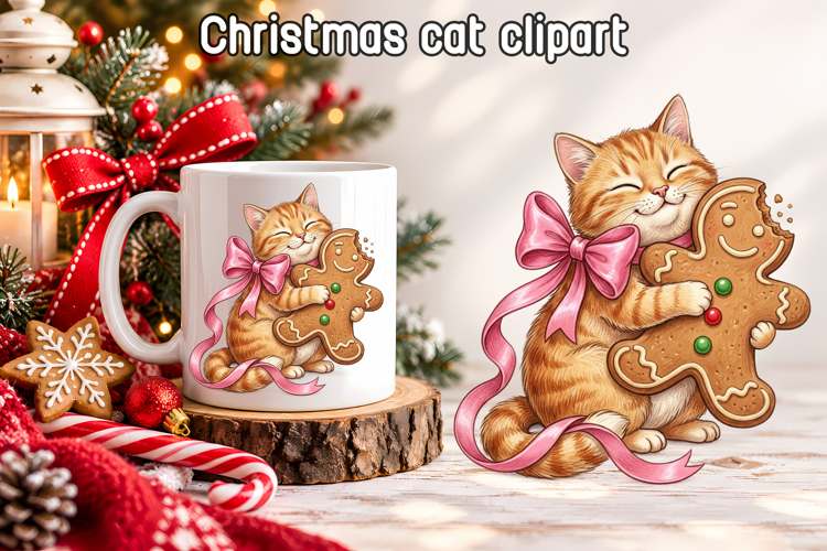 Christmas Funny Cat Clipart | Funny Christmas PNG