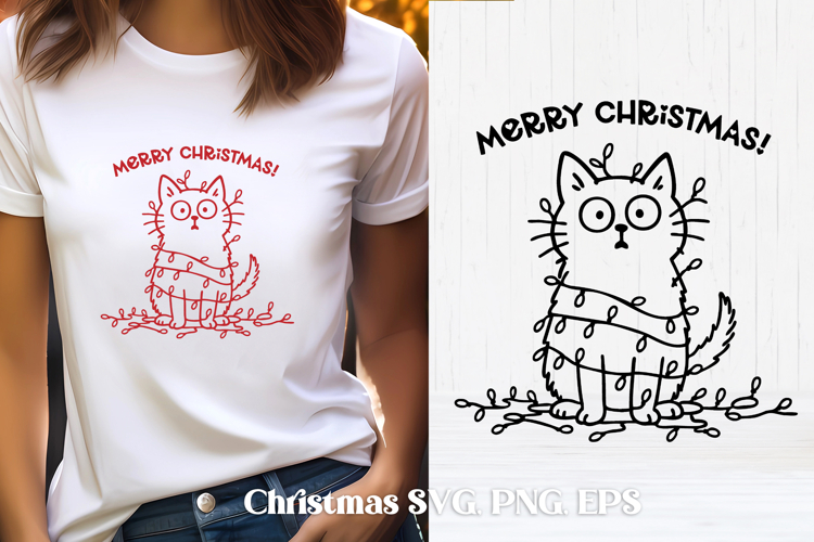 Cute Christmas cat SVG design | Christmas animal silhouette