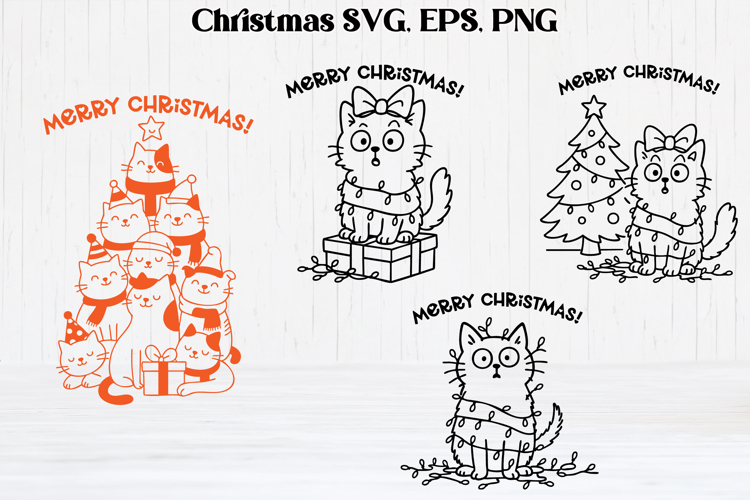 Cute Christmas cat SVG design | Christmas animal silhouette