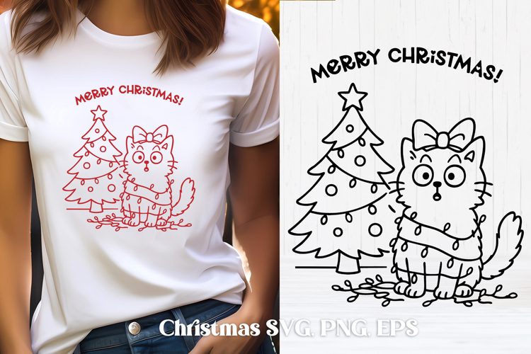 Cute Christmas cat SVG design | Christmas animal silhouette