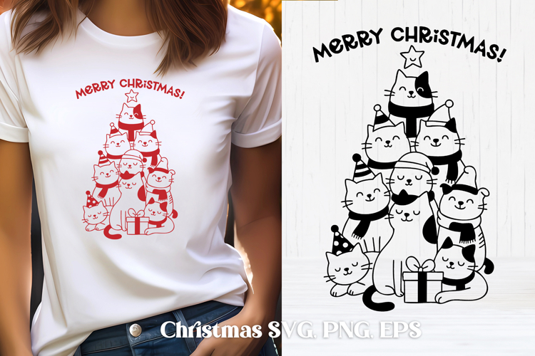 Cute Christmas cat SVG design | Christmas animal silhouette