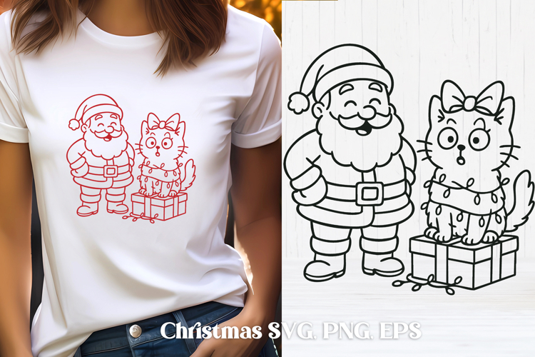 Cute Christmas cat SVG design | Christmas animal silhouette