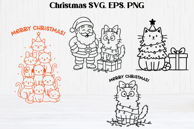 Cute Christmas cat SVG design | Christmas animal silhouette
