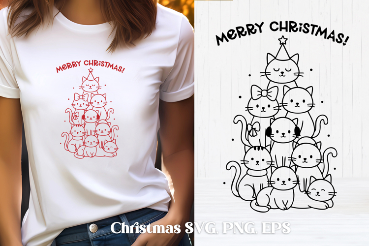 Cute Christmas cat SVG design | Christmas animal silhouette
