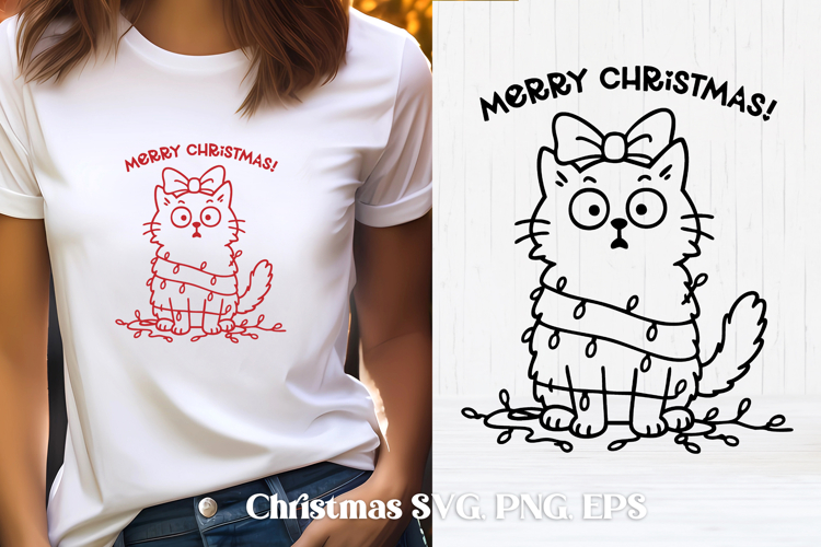 Cute Christmas cat SVG design | Christmas animal silhouette