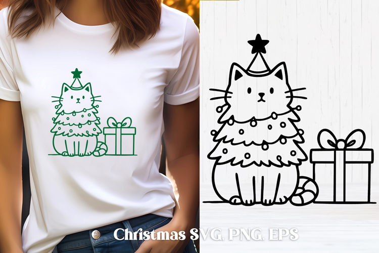 Cute Christmas cat SVG design | Christmas animal silhouette