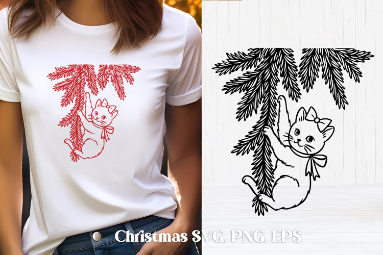 Cute Christmas cat SVG design | Christmas animal silhouette
