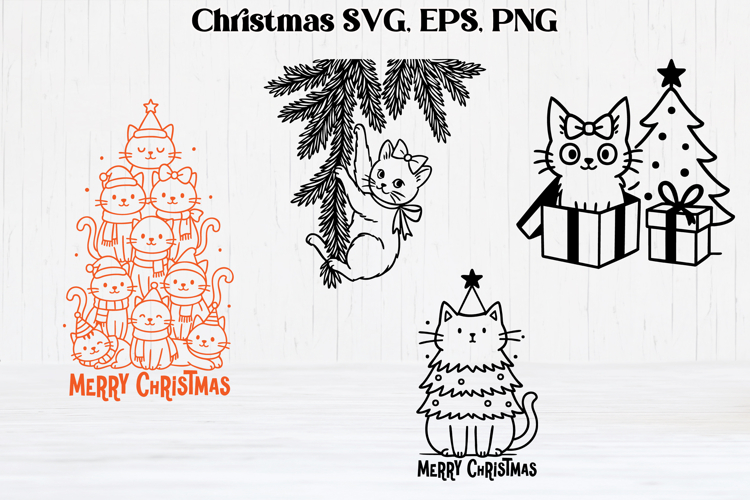 Cute Christmas cat SVG design | Christmas animal silhouette