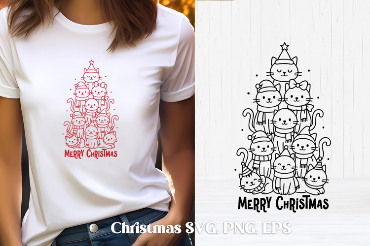 Cute Christmas cat SVG design | Christmas animal silhouette