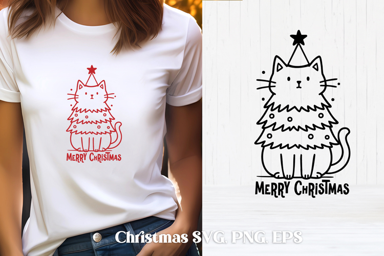 Cute Christmas cat SVG design | Christmas animal silhouette