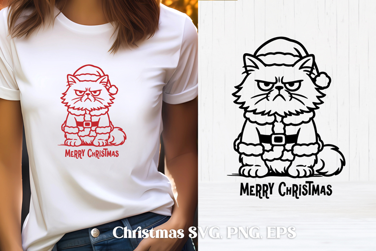 Cute Christmas cat SVG design | Christmas animal silhouette