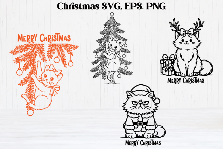 Cute Christmas cat SVG design | Christmas animal silhouette
