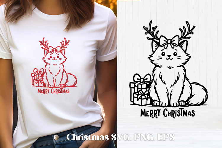 Cute Christmas cat SVG design | Christmas animal silhouette