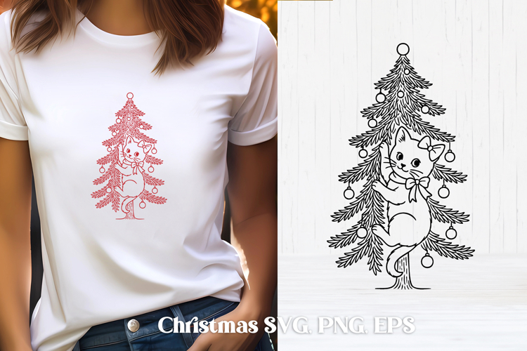 Cute Christmas cat SVG design | Christmas animal silhouette