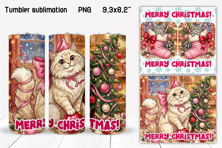 Funny Christmas Cat Tumbler Designs