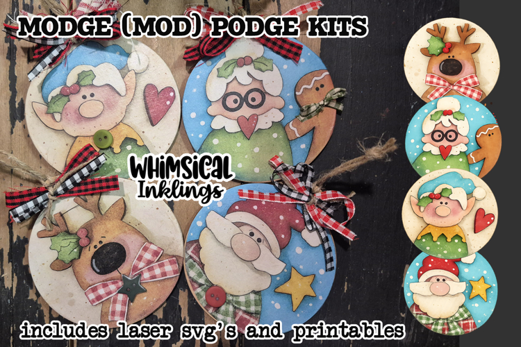 Christmas Clan Mod Podge Ornaments SVG and Printables