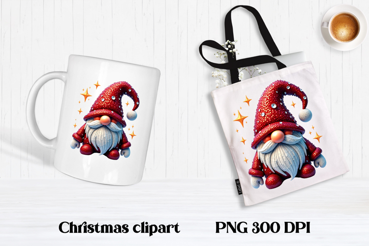 Christmas rhinestones gnome sublimation | Christmas clipart