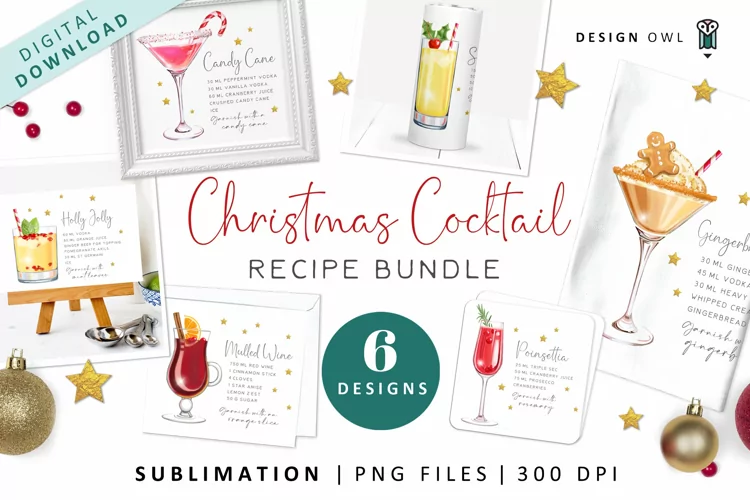 Christmas Cocktail Recipe - Sublimation File Bundle