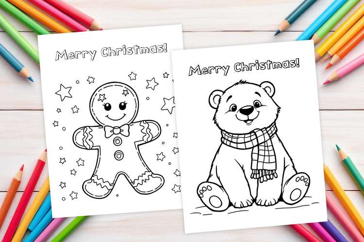 Chrismas coloring page PNG, coloring book for kids