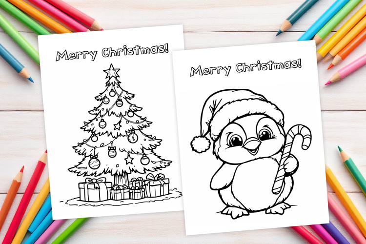 Chrismas coloring page PNG, coloring book for kids