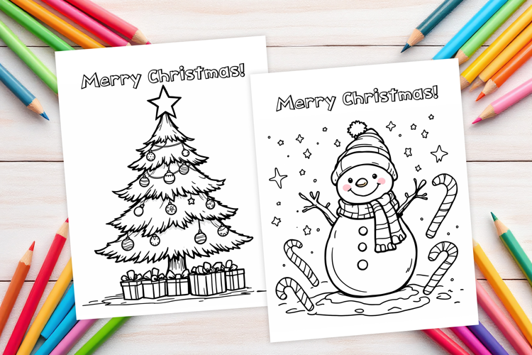 Chrismas coloring page PNG, coloring book for kids