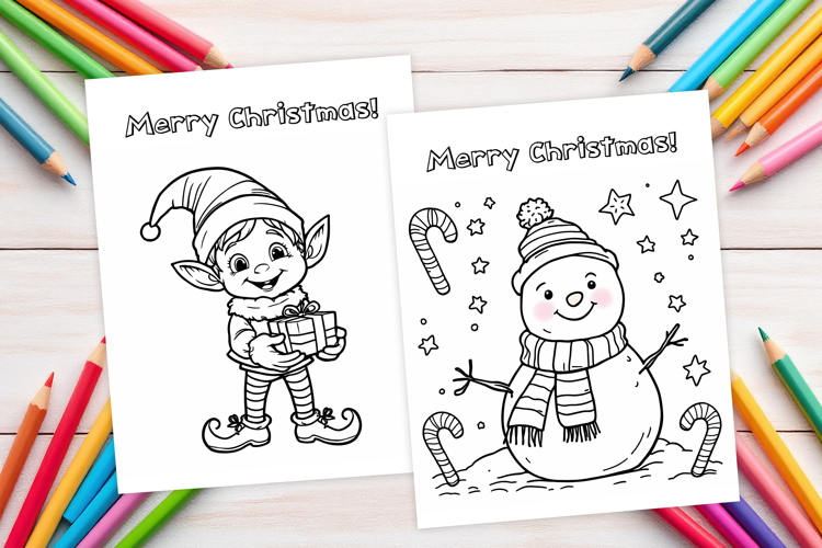 Chrismas coloring page PNG, coloring book for kids