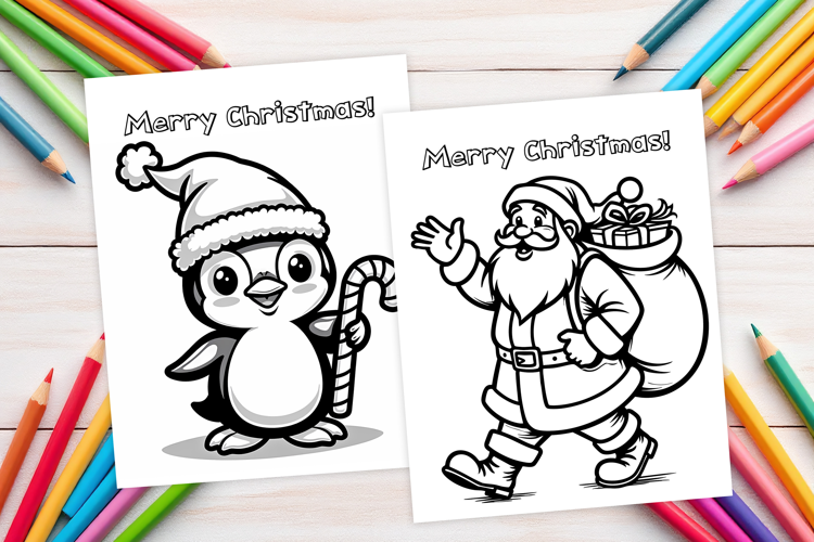 Chrismas coloring page PNG, coloring book for kids