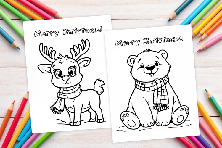 Chrismas coloring page PNG, coloring book for kids