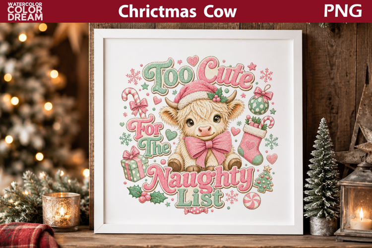 Cute Christmas Cow Sublimation | Christmas Quote