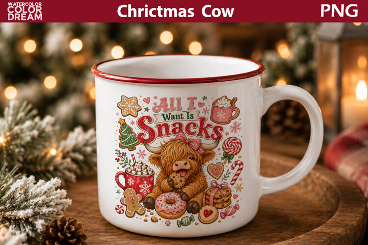 Funny Highland Cow Mug Sublimation | Christmas Cow Quote example image 1