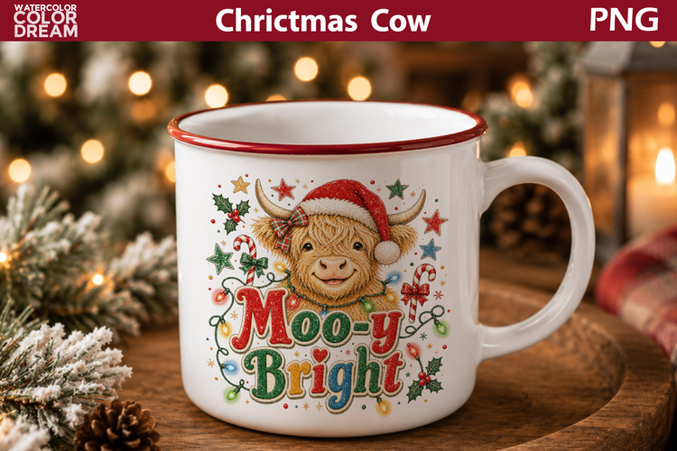 Christmas Highland Cow | Festive Mug Sublimation