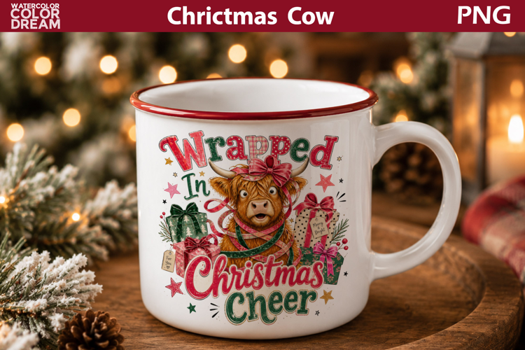 Wrapped in Christmas Cheer | Cow Mug Sublimation