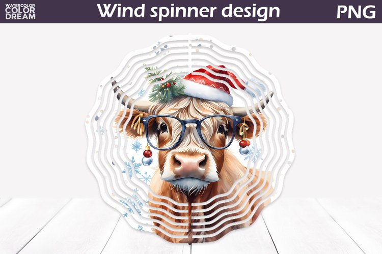 Highland Cow Wind Spinner | Christmas Cow Wind Spinner