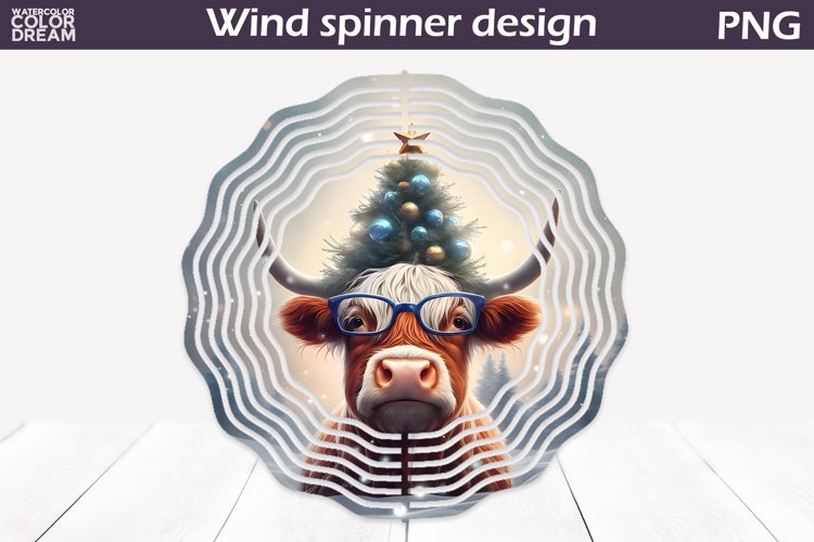 Highland Cow Wind Spinner | Christmas Cow Wind Spinner example image 1