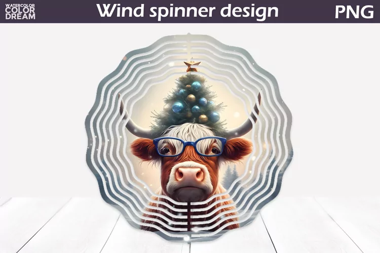 Highland Cow Wind Spinner | Christmas Cow Wind Spinner