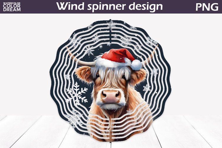Highland Cow Wind Spinner | Christmas Cow Wind Spinner