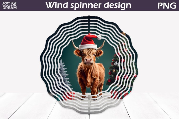 Highland Cow Wind Spinner | Christmas Cow Wind Spinner example image 1