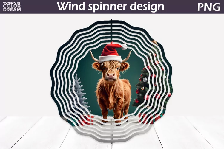 Highland Cow Wind Spinner | Christmas Cow Wind Spinner