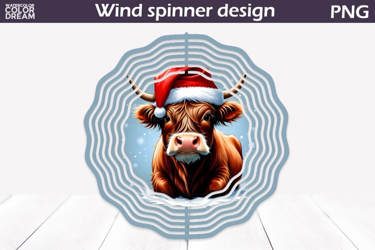 Highland Cow Wind Spinner | Christmas Cow Wind Spinner