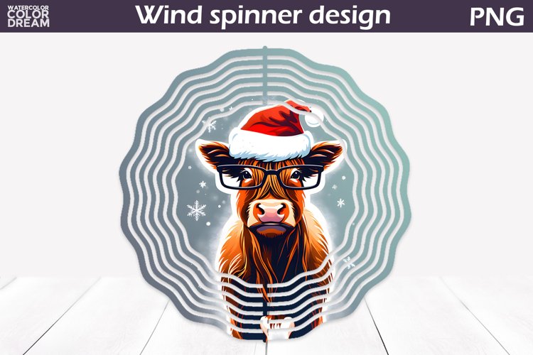 Highland Cow Wind Spinner | Christmas Cow Wind Spinner example image 1