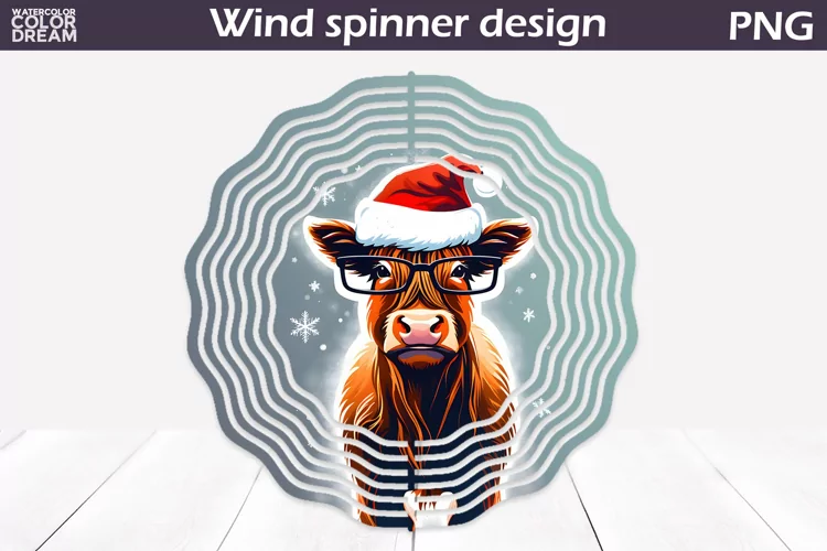 Highland Cow Wind Spinner | Christmas Cow Wind Spinner