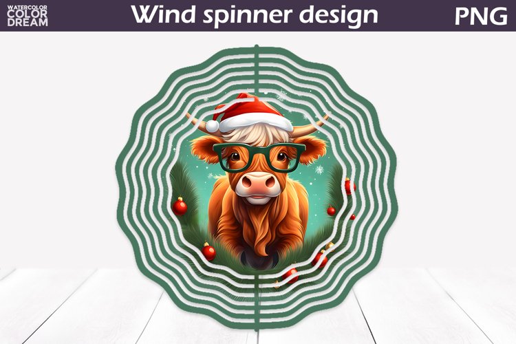 Highland Cow Wind Spinner | Christmas Cow Wind Spinner example image 1