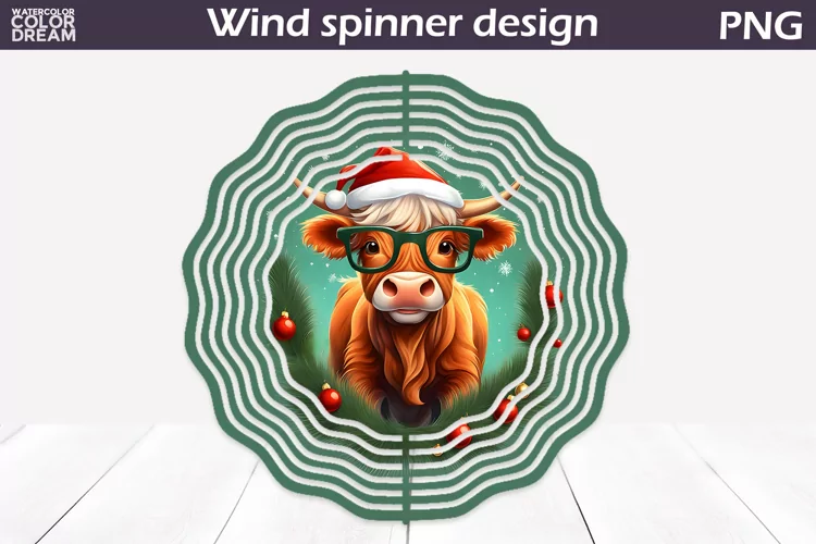 Highland Cow Wind Spinner | Christmas Cow Wind Spinner